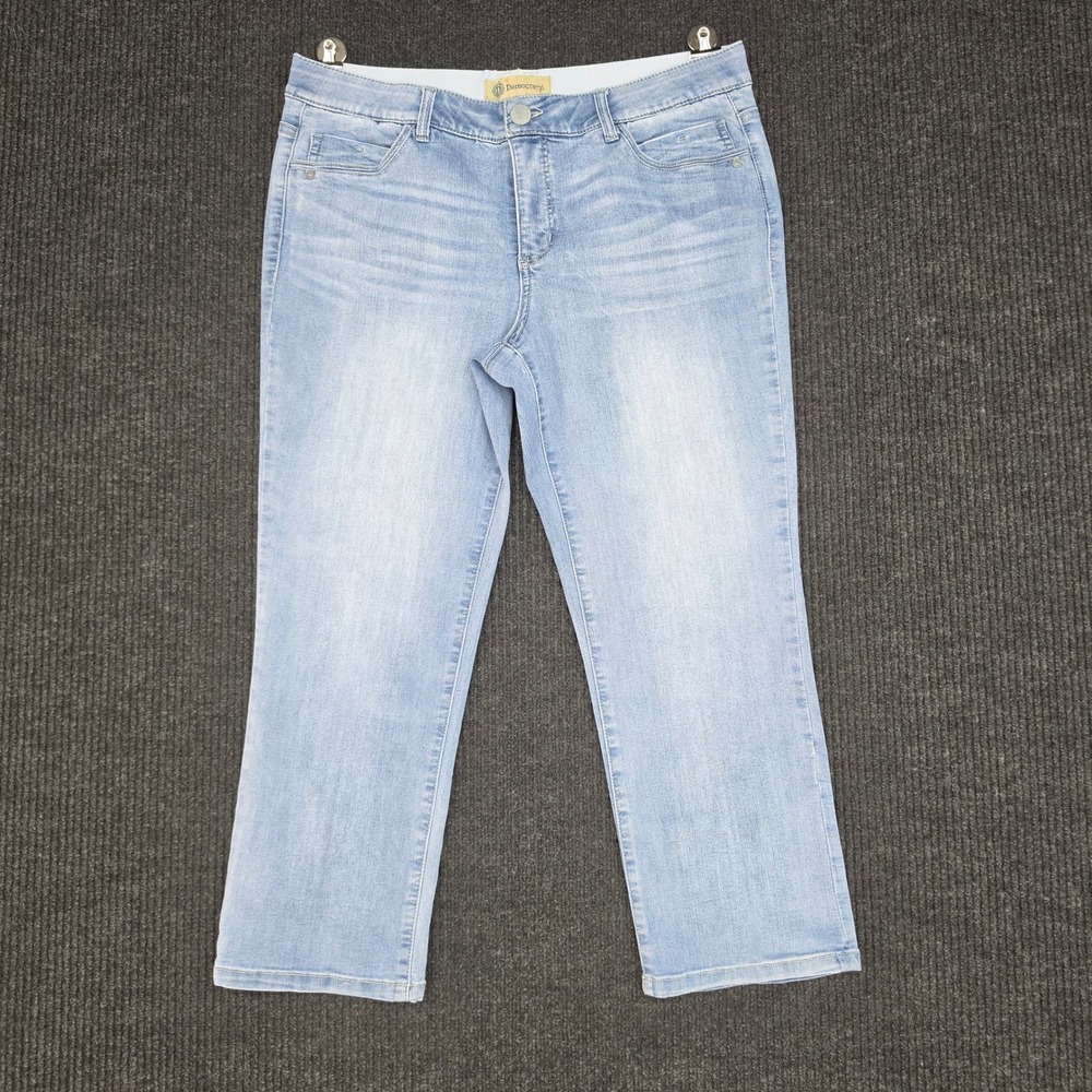 Democracy Ab Technology Light Wash Cropped Straight Leg Jeans Blue Size 14